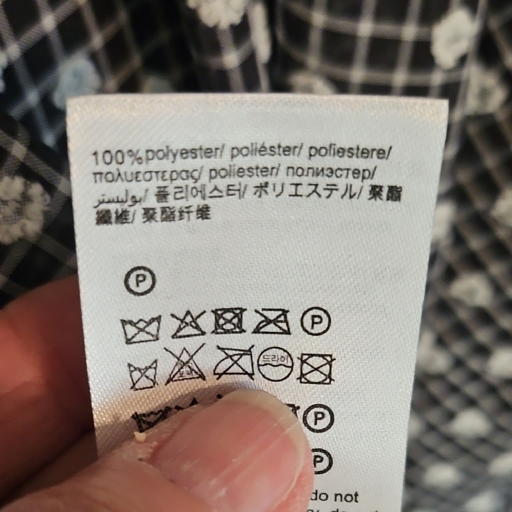 Calvin Klein Women V-Neck Black & White Clip-Dot Chiffon Maxi Dress - Picture 9 of 12